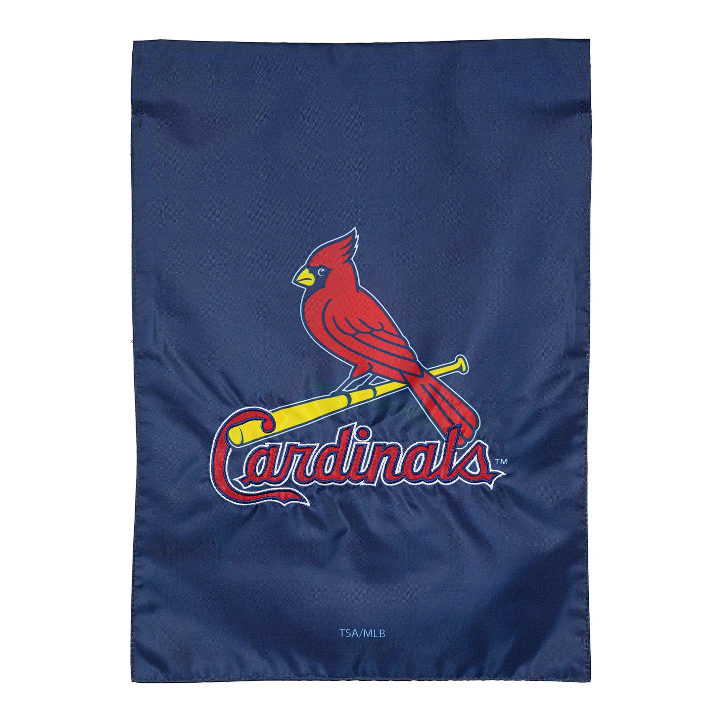 St Louis Cardinals applique garden flag with cardinal logo on navy background on Tampa Home & Garden Store