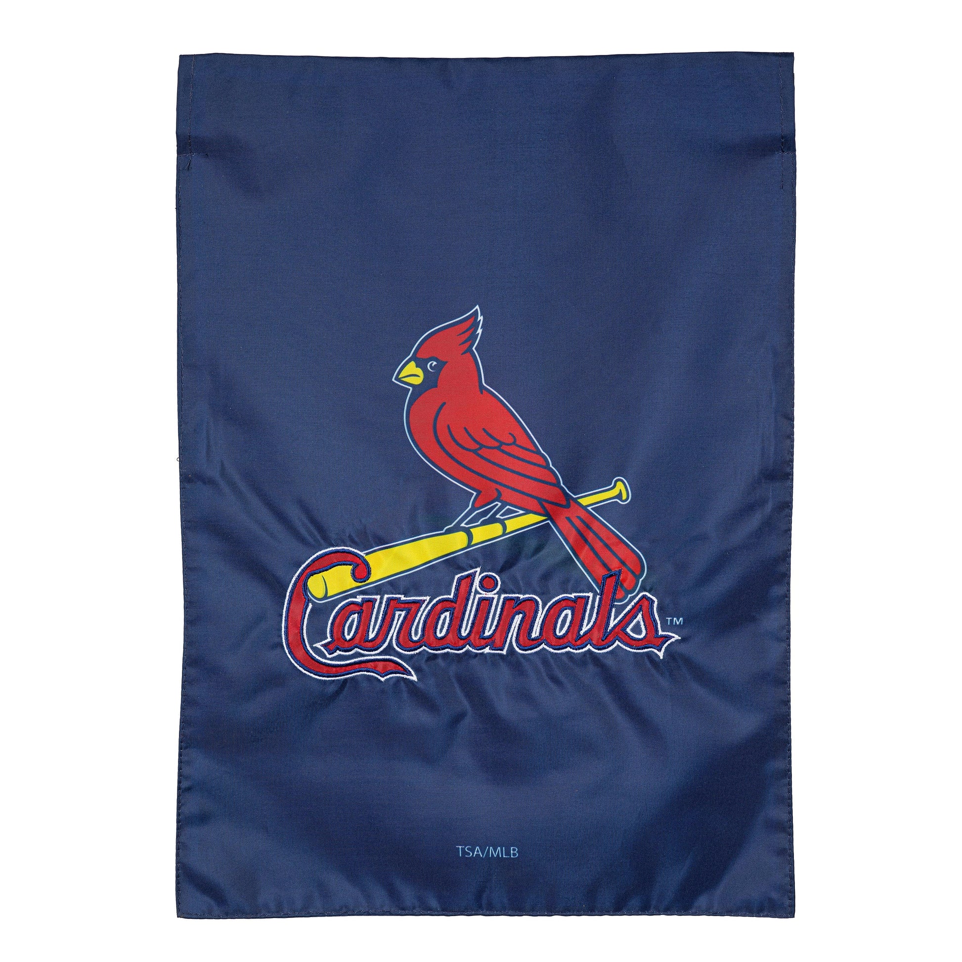 St Louis Cardinals applique garden flag with cardinal logo on navy background on Tampa Home & Garden Store