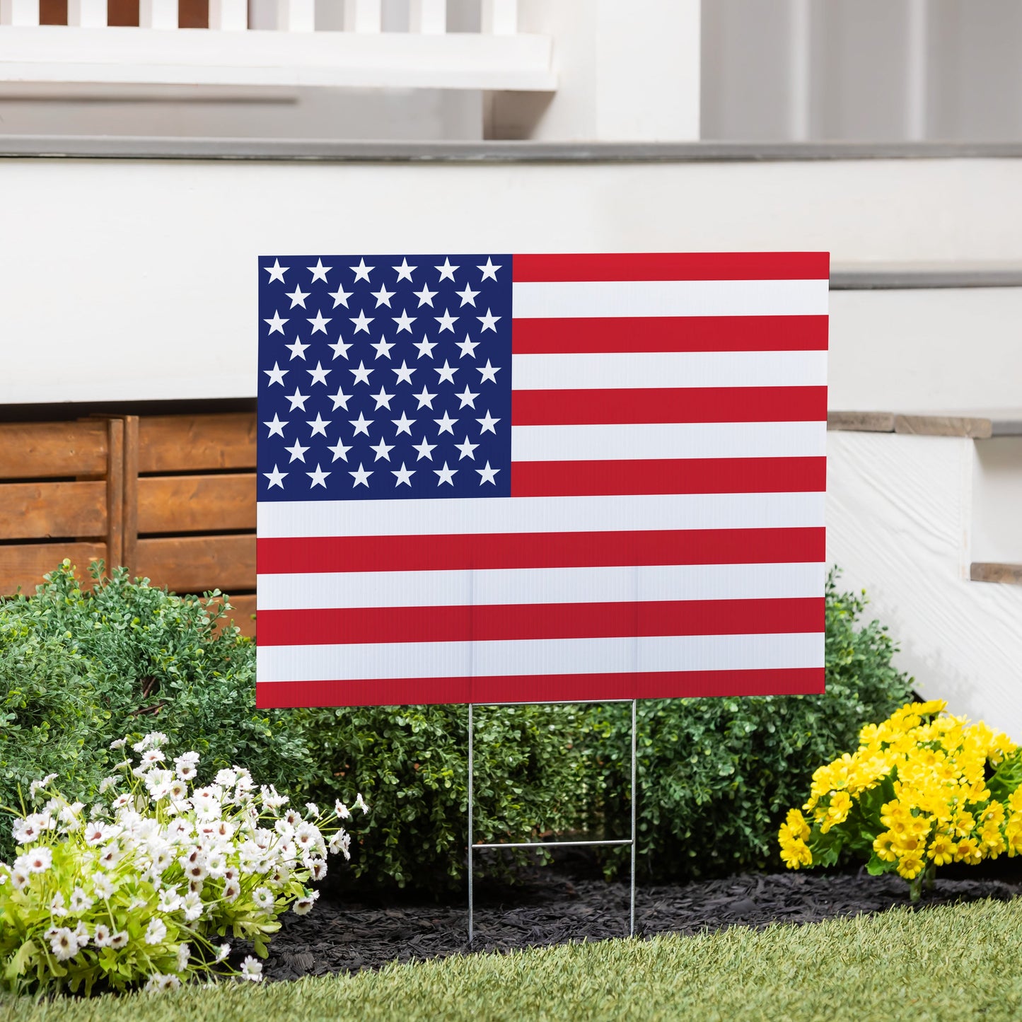 American Classic Stars & Stripes yard sign 24x18 with patriotic flag design on metal stakes on Tampa Home & Garden Store