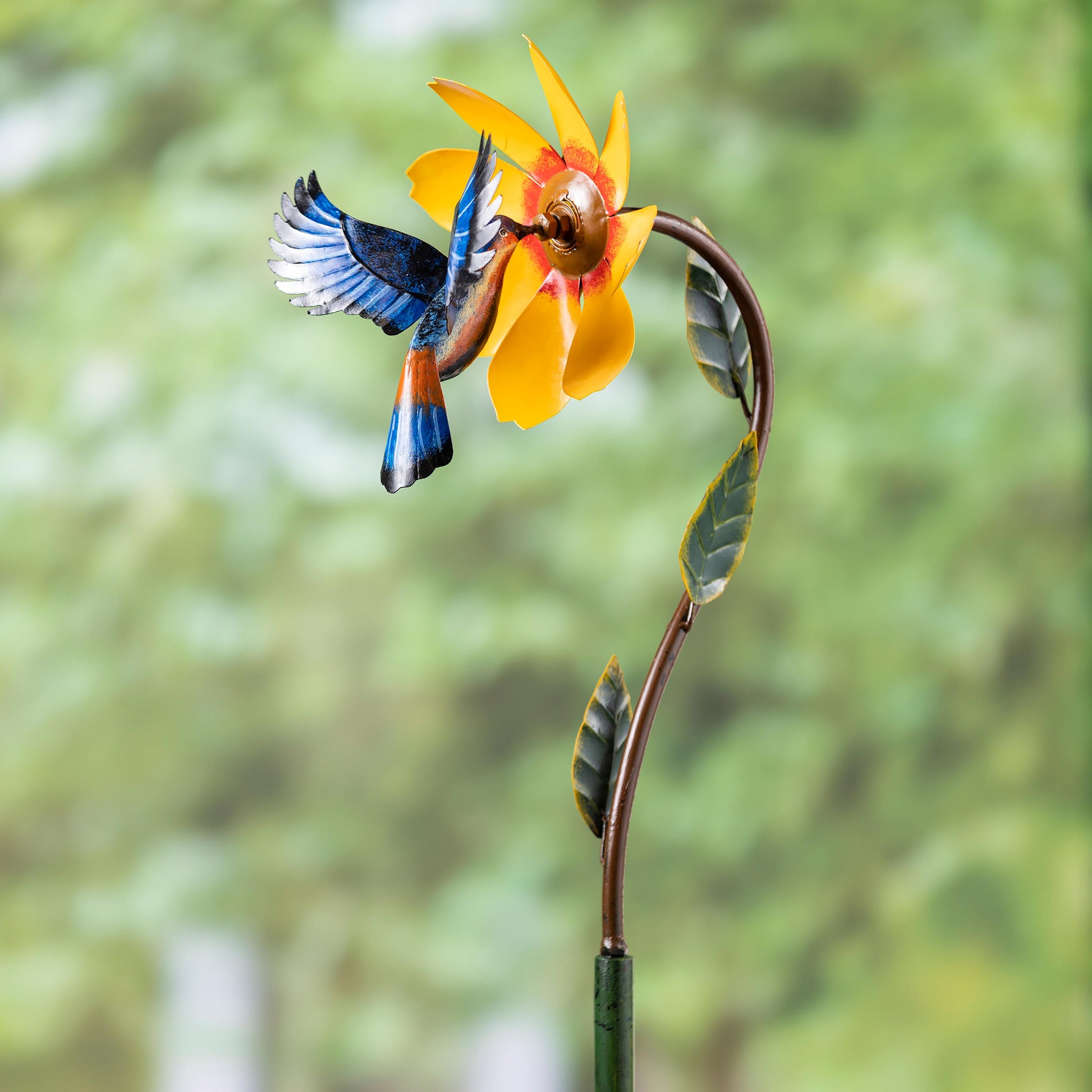Metal Bird and Yellow Flower Wind Spinner by Evergreen Enterprises on Tampa Home & Garden Store