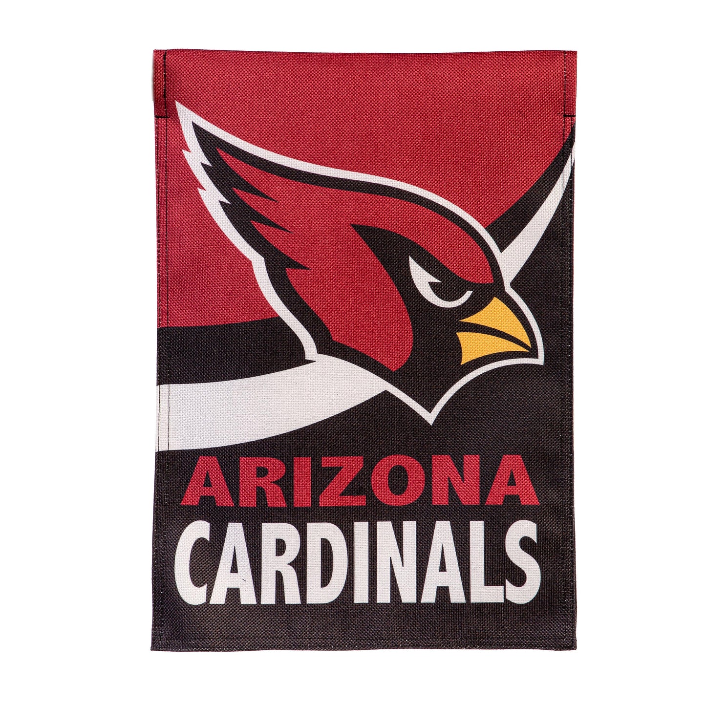 Arizona Cardinals burlap flag GDN size with bold cardinal logo on red background for outdoor decor on Tampa Home & Garden Store