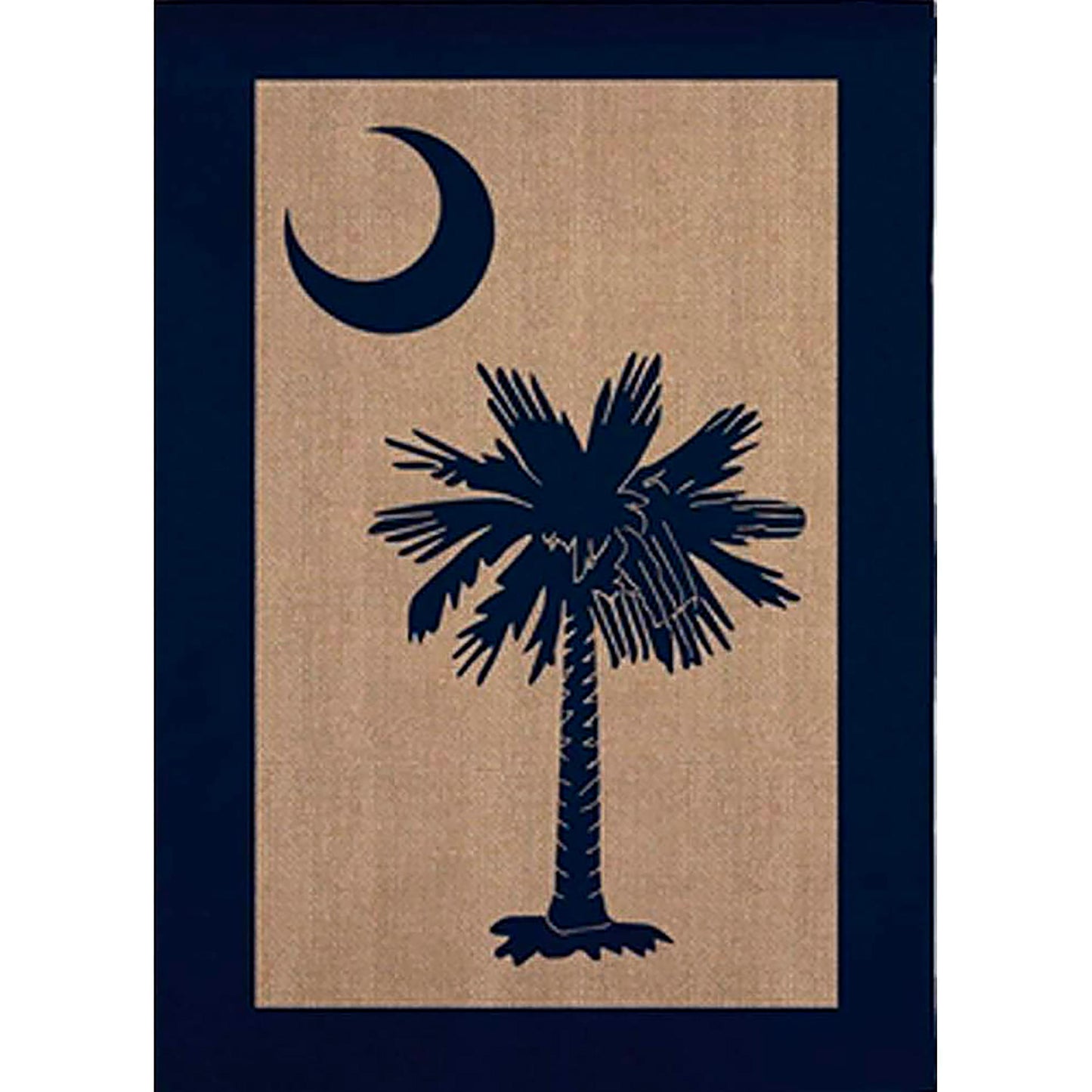 South Carolina Palmetto Garden Burlap Flag palm tree silhouette navy border on Tampa Home & Garden Store