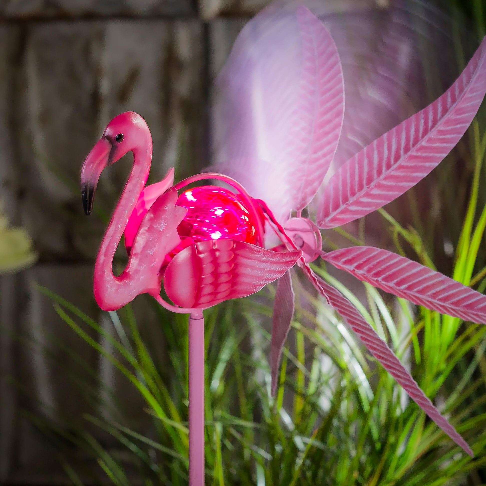 36H Solar Flamingo Staked Wind Spinner pink by Evergreen Enterprises on Tampa Home & Garden Store
