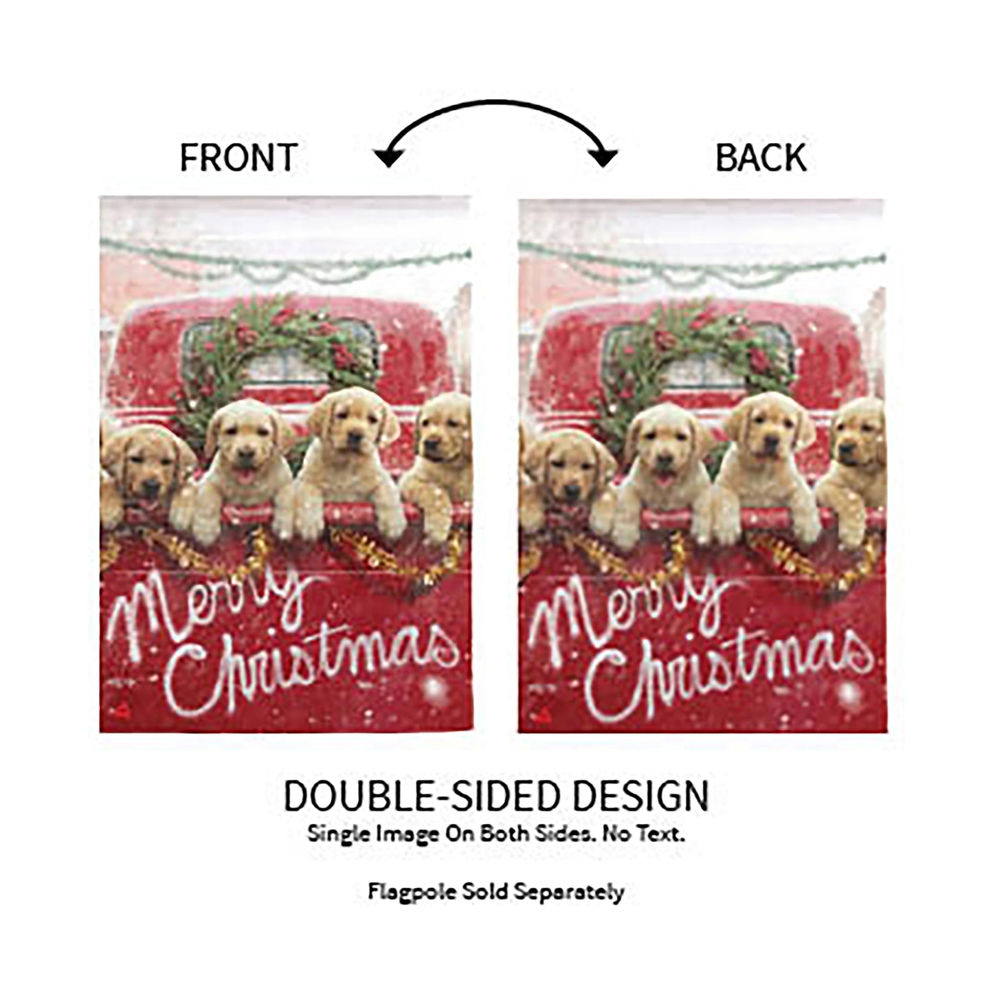 Red Truck with Puppies suede garden flag by Evergreen Enterprises Wholesale Collective on Tampa Home & Garden Store