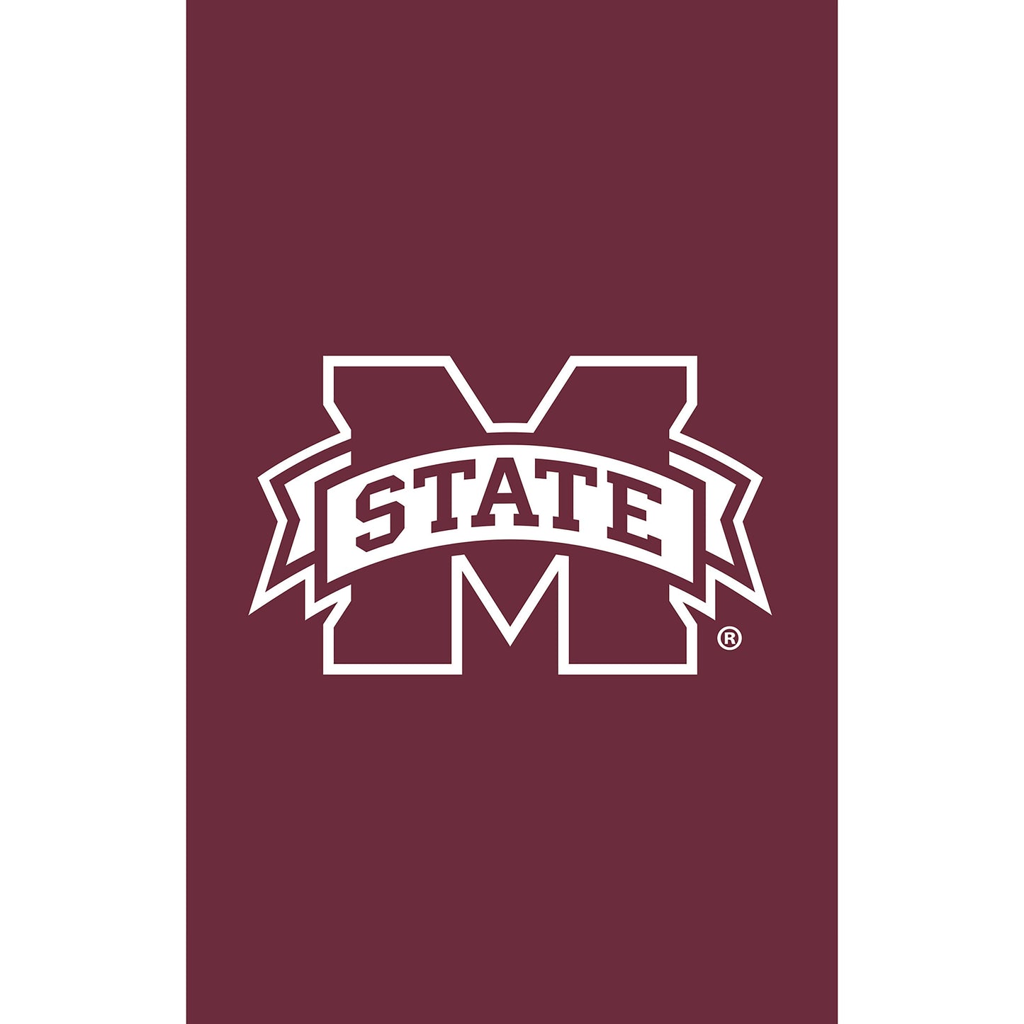 Mississippi State University applique flag on maroon with white MSU emblem on Tampa Home & Garden Store