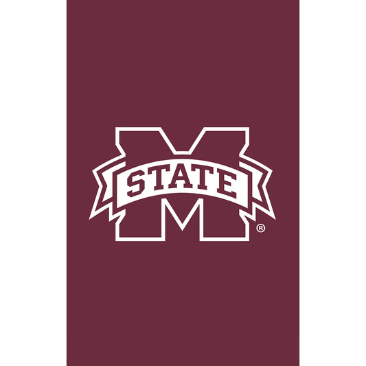 Mississippi State University applique flag on maroon with white MSU emblem on Tampa Home & Garden Store