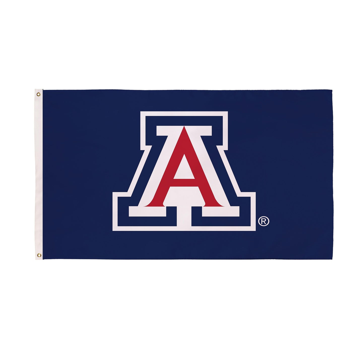 University of Arizona 3x5 single-sided flag with two grommets navy field with red A logo on Tampa Home & Garden Store