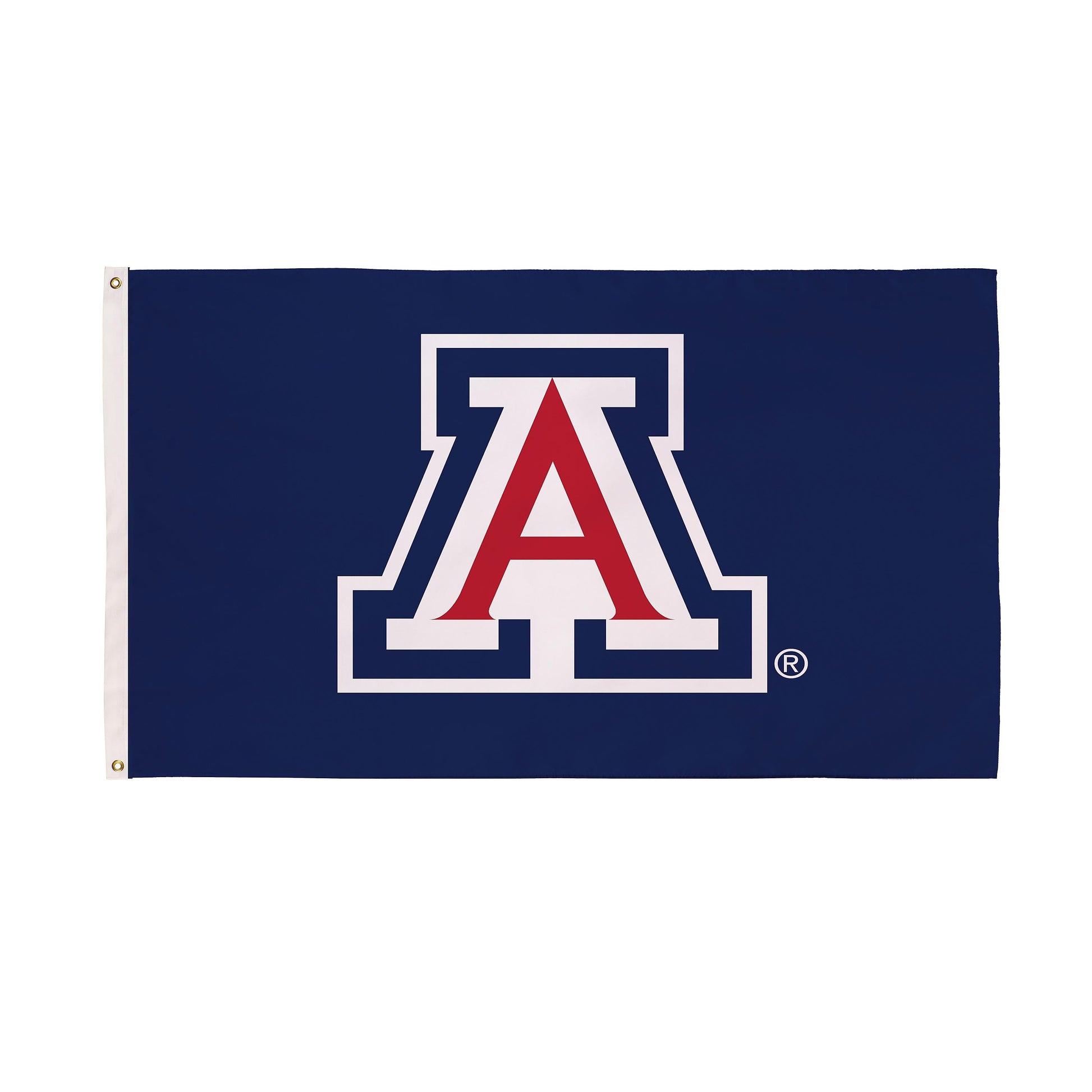 University of Arizona 3x5 single-sided flag with two grommets navy field with red A logo on Tampa Home & Garden Store