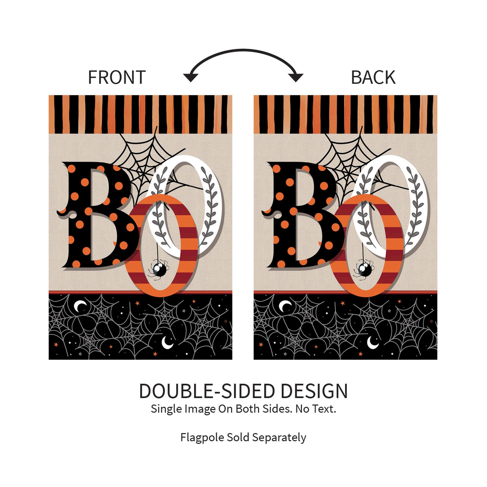 Polka Dots & Stripes Boo Suede Garden Flag double-sided Evergreen front and back on Tampa Home & Garden Store