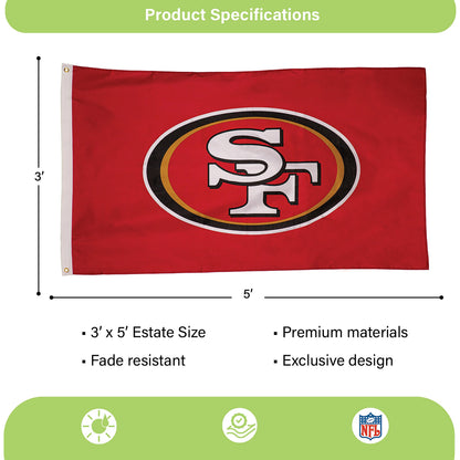 San Francisco 49ers estate flag 3x5 single-sided sublimated flag with 2 grommets on Tampa Home & Garden Store