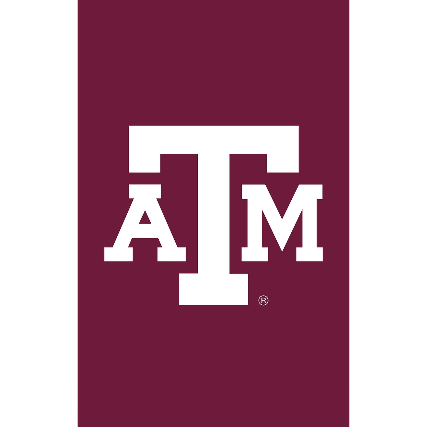 Applique flag Texas A&M, maroon background with bold white A&M lettering, regular size on Tampa Home & Garden Store
