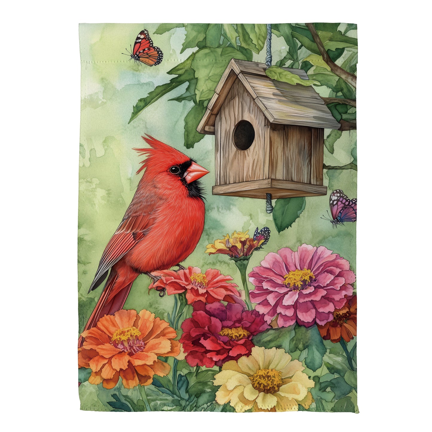 Spring Cardinal Time Suede House Flag