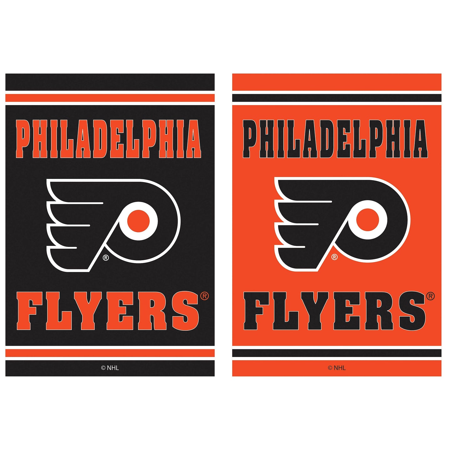 Philadelphia Flyers Embossed Suede House Flag pair in black and orange, Evergreen Enterprises on Tampa Home & Garden Store