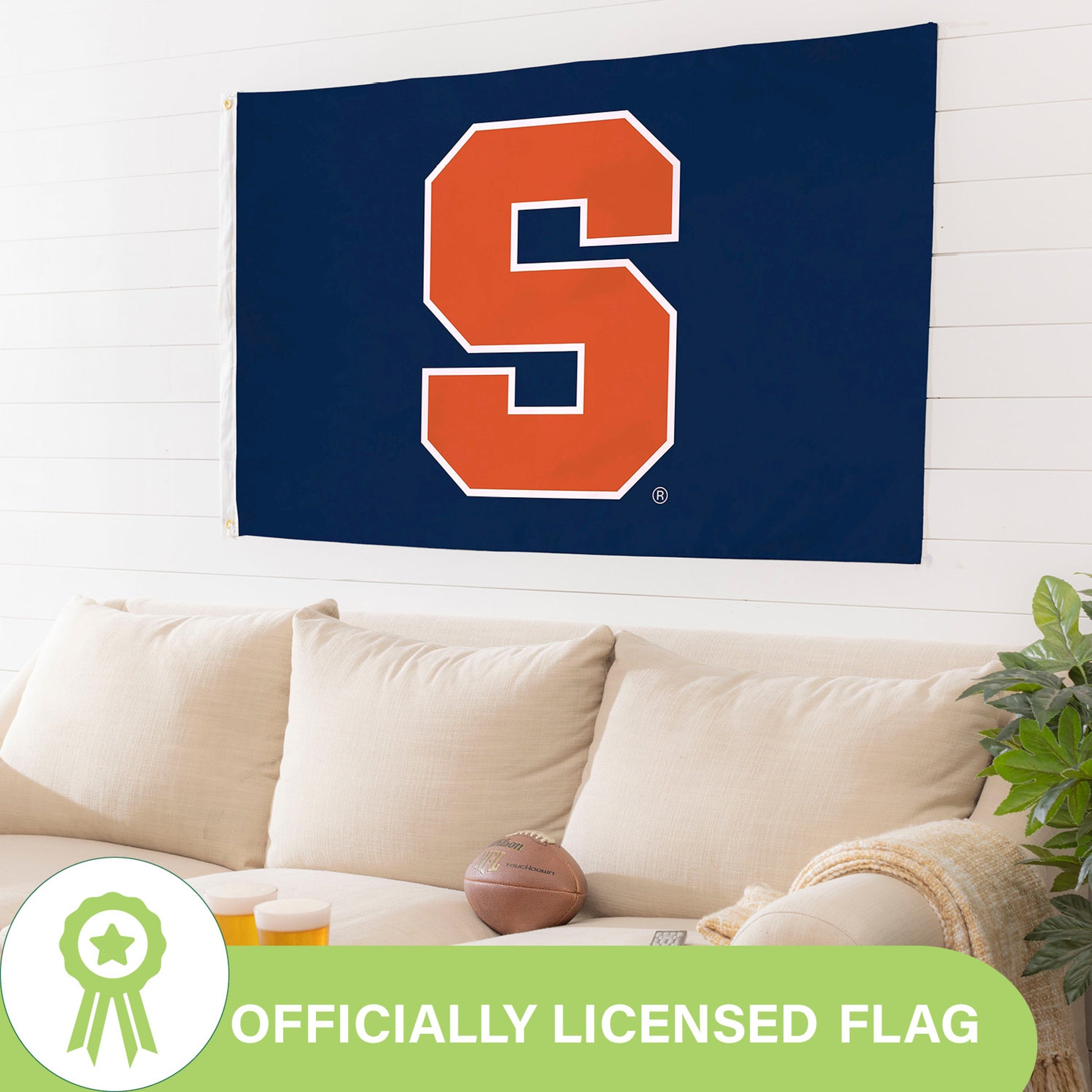 Syracuse University estate flag 3x5 single-sided with 2 grommets on navy field Evergreen Enterprises on Tampa Home & Garden Store
