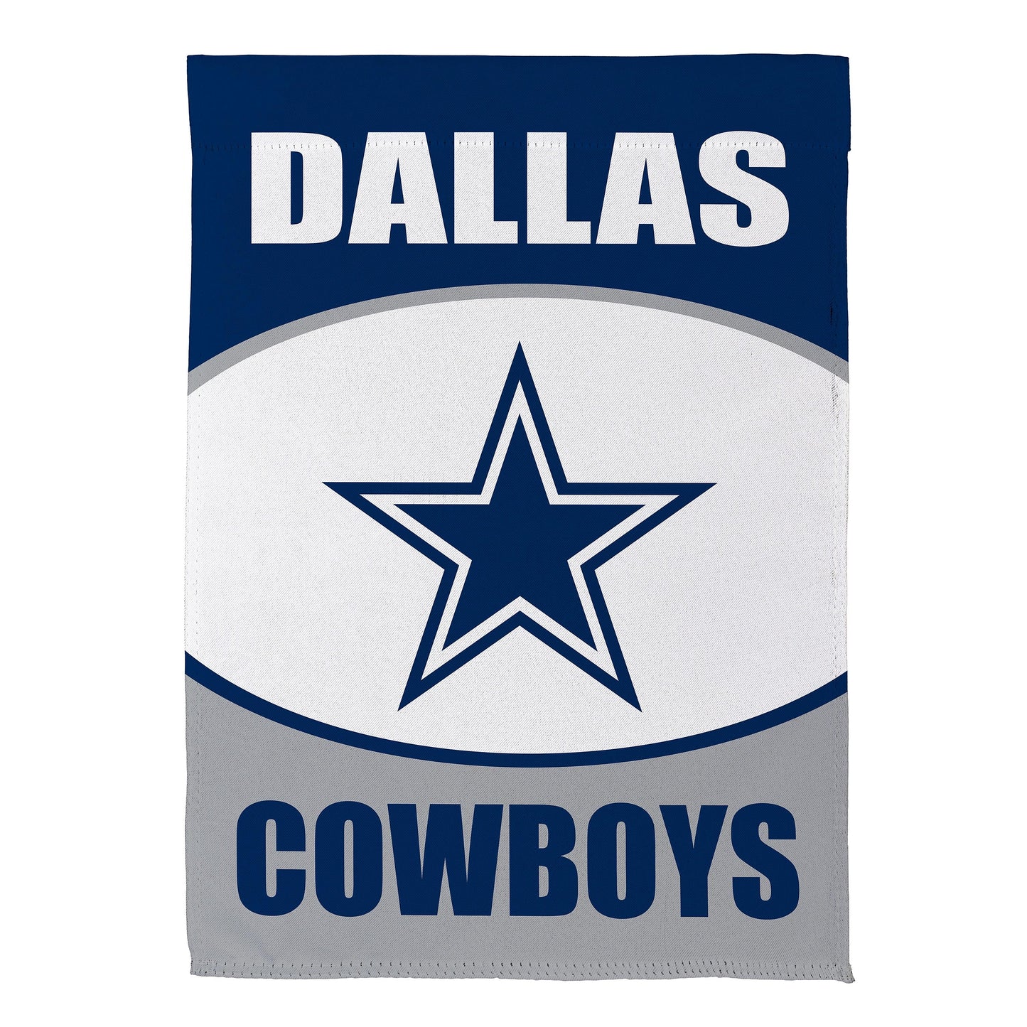 Dallas Cowboys suede flag blue background with bold white DALLAS text and star on Tampa Home & Garden Store