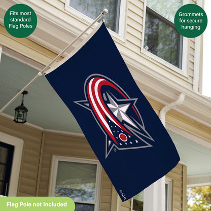 Columbus Blue Jackets flag 3x5 navy sublimated single-sided with 2 grommets on Tampa Home & Garden Store