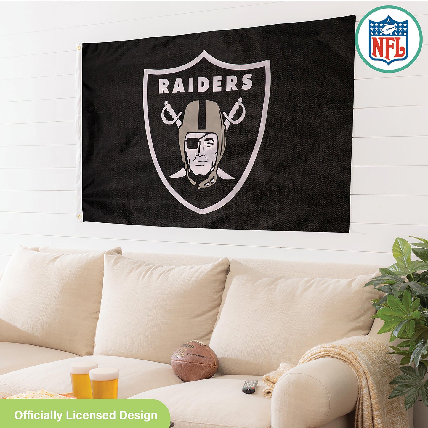Las Vegas Raiders single-sided estate flag 3x5 ft, sublimated, grommets, NFL licensed design on Tampa Home & Garden Store