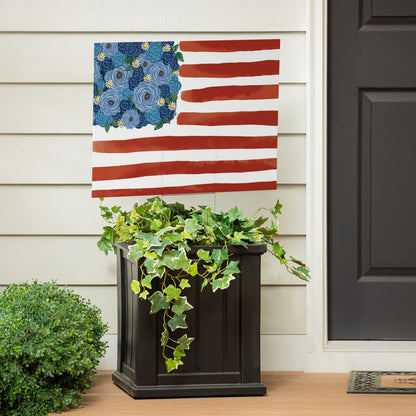 American Classic Blooming Americana Yard Sign with blue bouquet and red stripes on Tampa Home & Garden Store