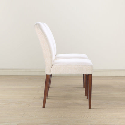 Beige linen dining chair Capri with solid wood dark legs on Tampa Home & Garden Store