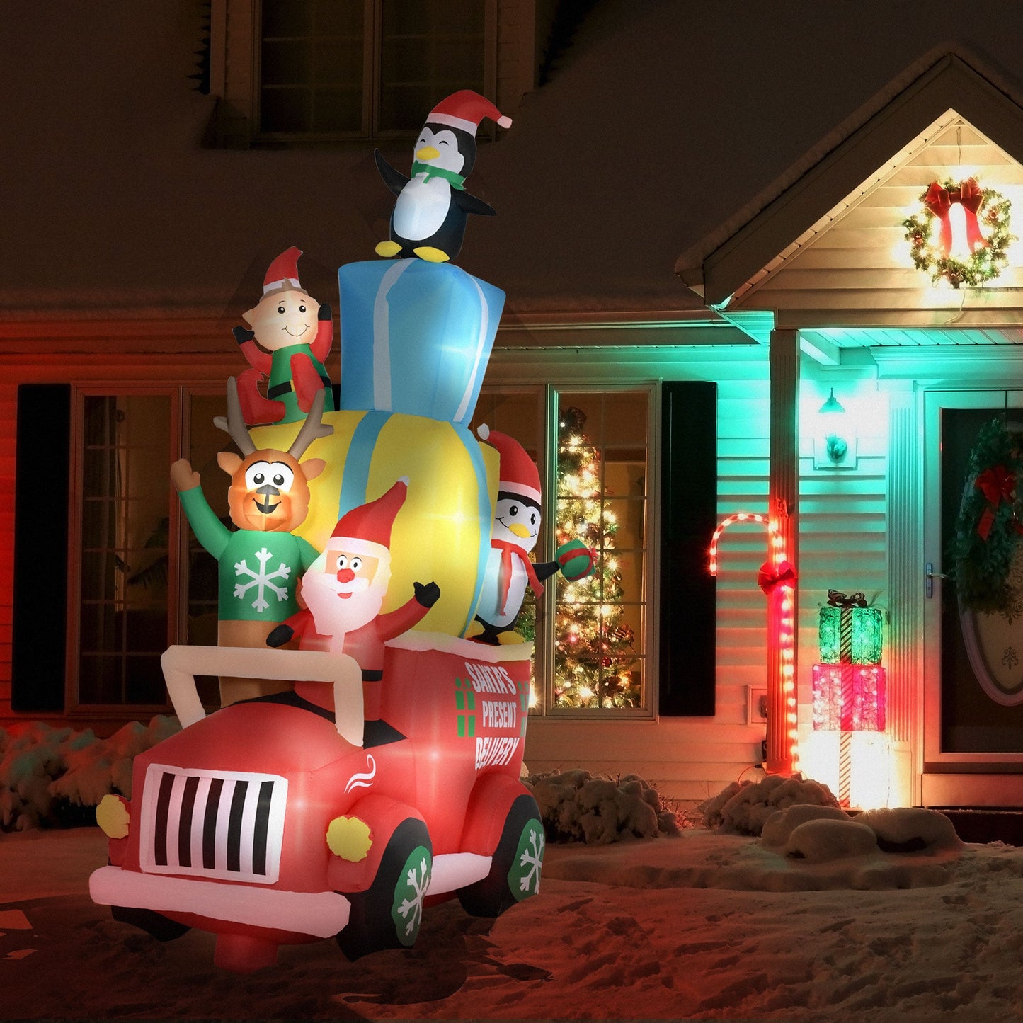 Outdoor Christmas Santa and Elk Inflatable