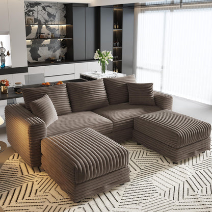 Deep Seat Sofa Bed With Ottoman and Soft Pillows