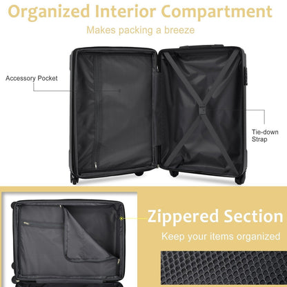 GigaTech 3pc expandable hard-shell luggage set in black with mesh pocket and tie-down straps on Tampa Home & Garden Store