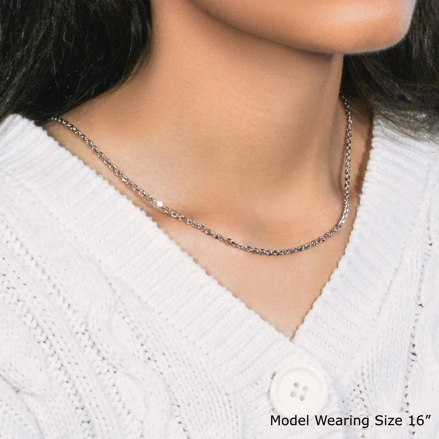 14k White Gold Diamond Cut Cable Link Chain Necklace 2.60 mm Bids.com on Tampa Home & Garden Store