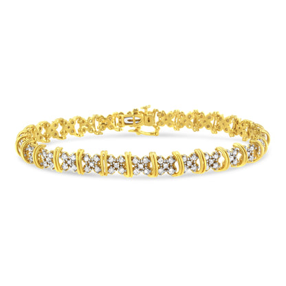 Bracelet: Bids.com 10K yellow gold plated .925 silver X-link diamond cluster, 2.0 Cttw, 7 inch on Tampa Home & Garden Store