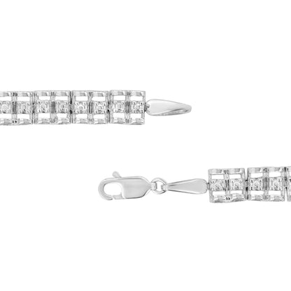 Bracelet .925 Sterling Silver 1/10 Cttw Diamond Double-Link Rolex Tennis 7in I-J I3 on Tampa Home & Garden Store