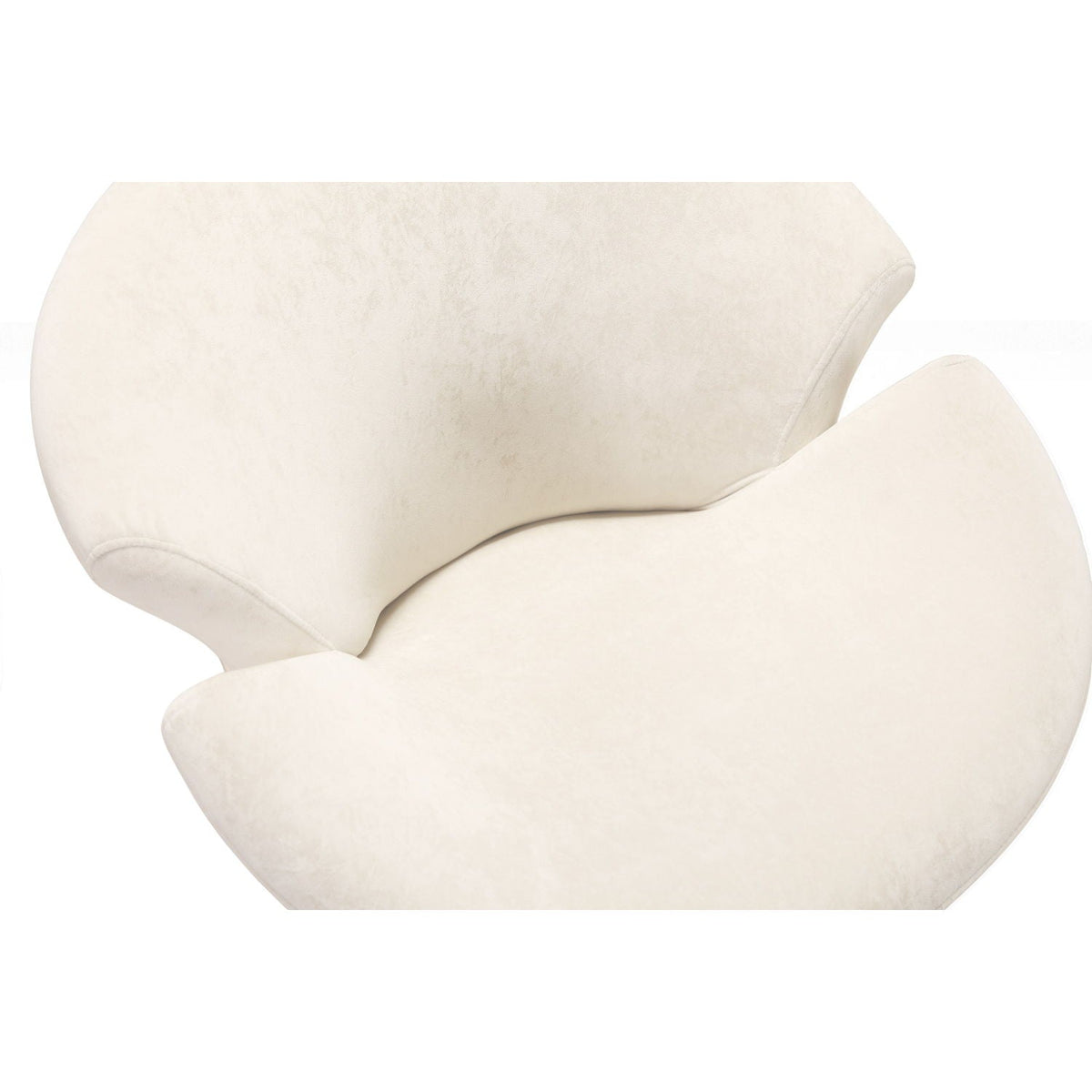 Tulip Swivel Lounge Chair ivory fabric upholstery with curved backrest cushion on Tampa Home & Garden Store