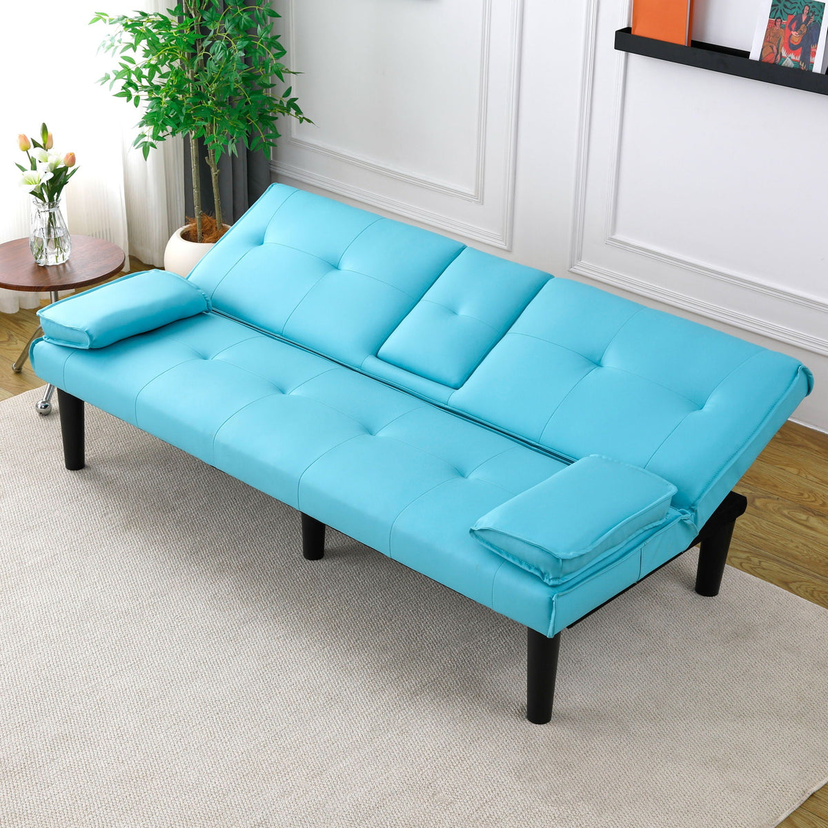 Compact Foldable Sofa Bed and Cup Holder