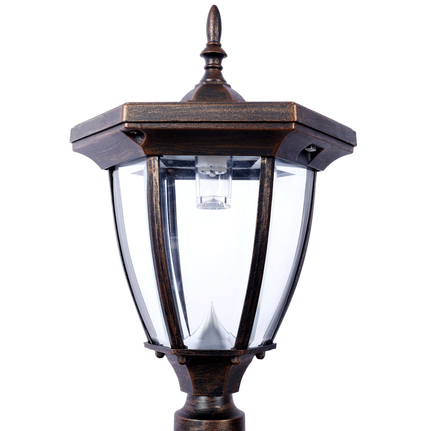 Stratford heavy-duty cast aluminum mailbox post with solar light brown bronze finish on Tampa Home & Garden Store