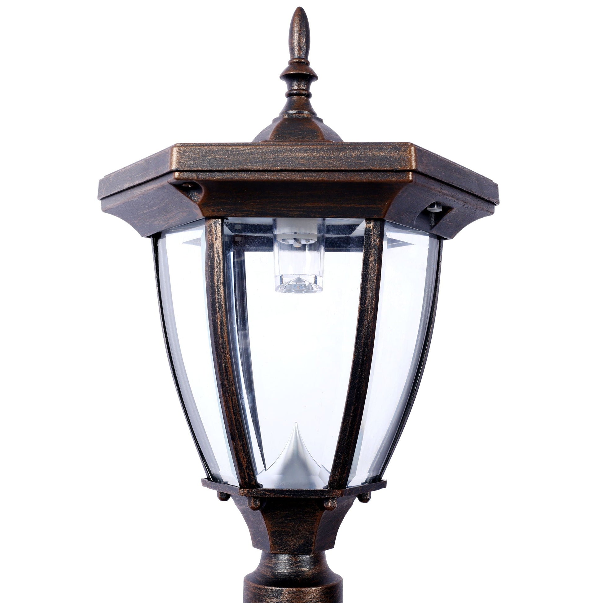 Stratford heavy-duty cast aluminum mailbox post with solar light brown bronze finish on Tampa Home & Garden Store