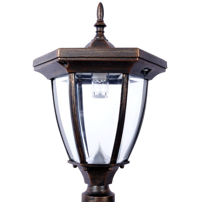 Stratford heavy-duty cast aluminum mailbox post with solar light brown bronze finish on Tampa Home & Garden Store