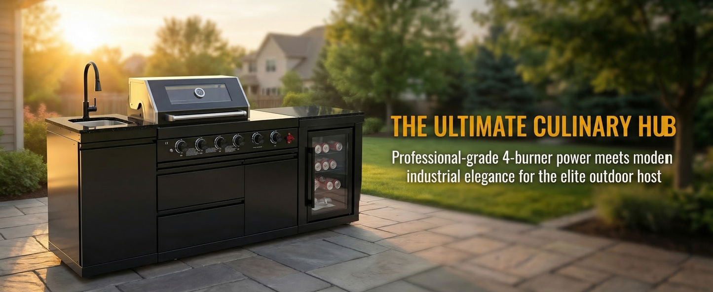 Outdoor Kitchen with 4 Burner Propane Gas Grill