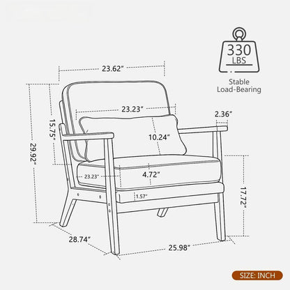 Living Room Chair with Lumbar Pillow Mid Century
