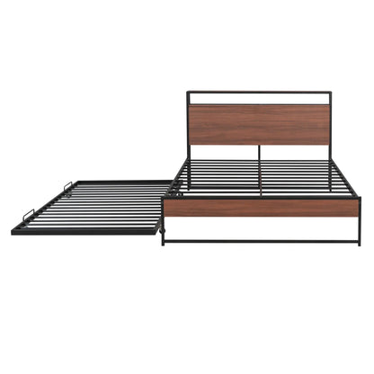 Platform Bed Frame With Trundle and USB Ports