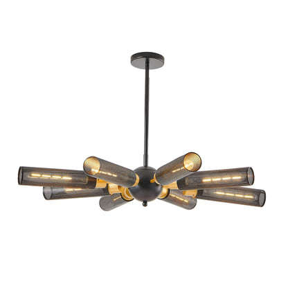 34' Modern Sputnik 8-Light Chandelier with black metal mesh shades by HouseOfZazla on Tampa Home & Garden Store