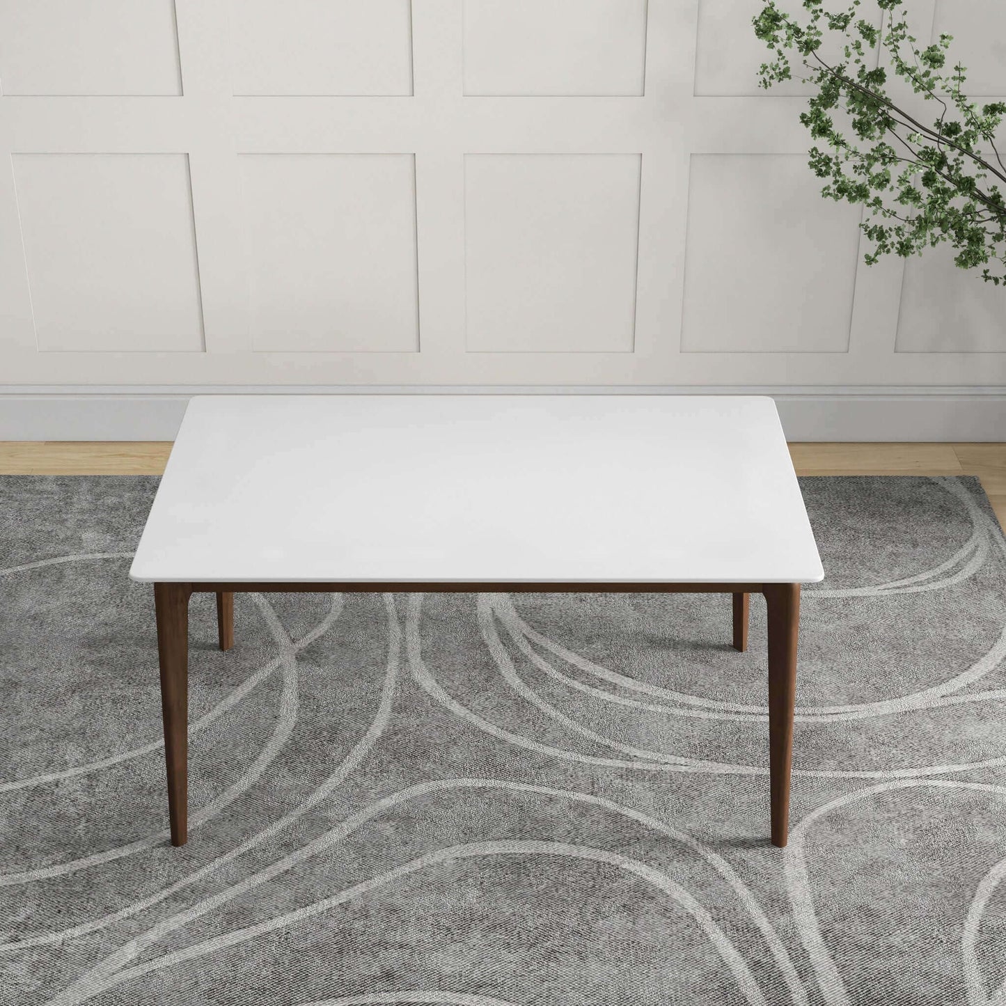Levi Modern Style Rectangular Dining Kitchen Table white top with wooden legs HouseOfZazla on Tampa Home & Garden Store