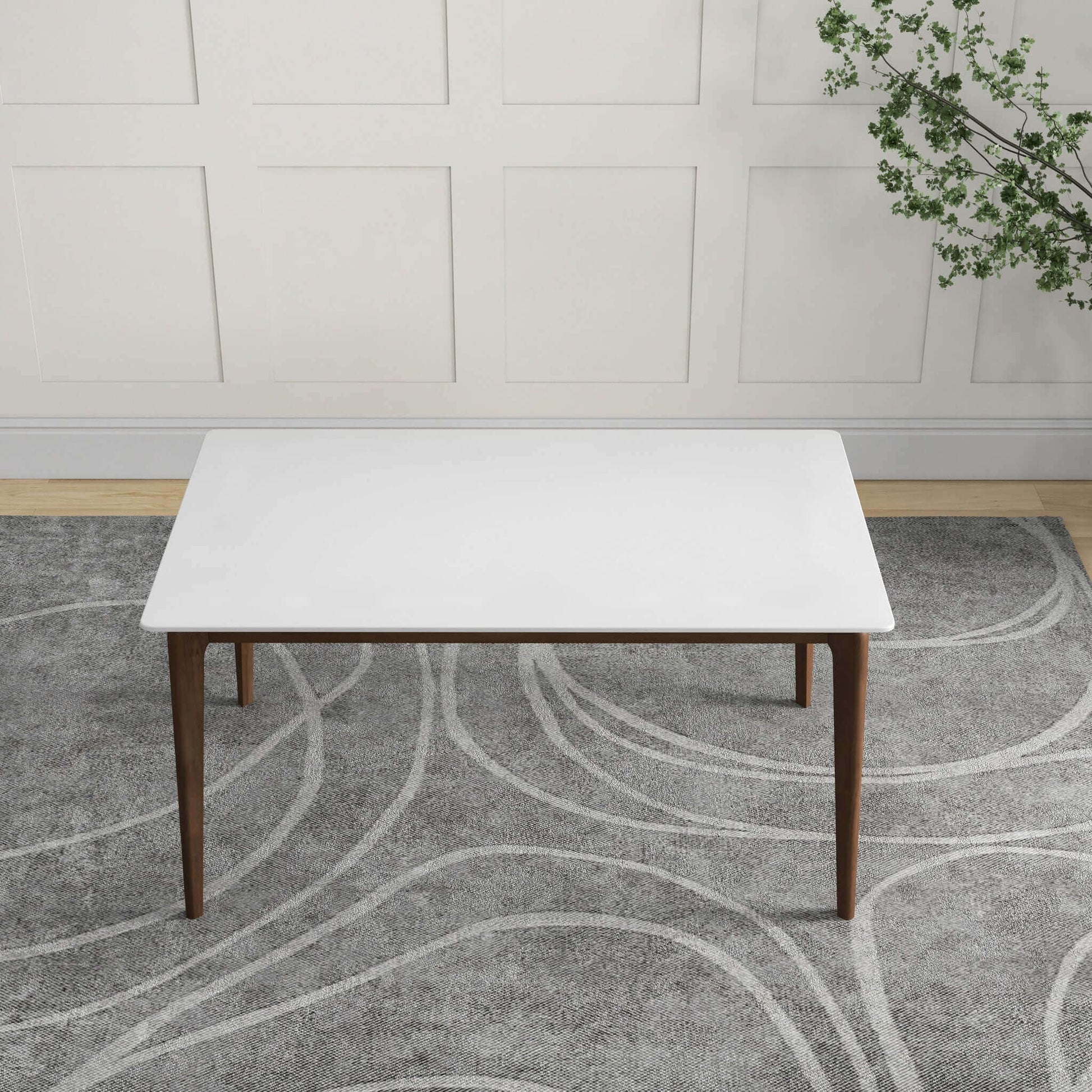 Levi Modern Style Rectangular Dining Kitchen Table white top with wooden legs HouseOfZazla on Tampa Home & Garden Store