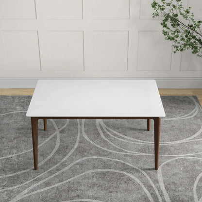 Levi Modern Style Rectangular Dining Kitchen Table white top with wooden legs HouseOfZazla on Tampa Home & Garden Store