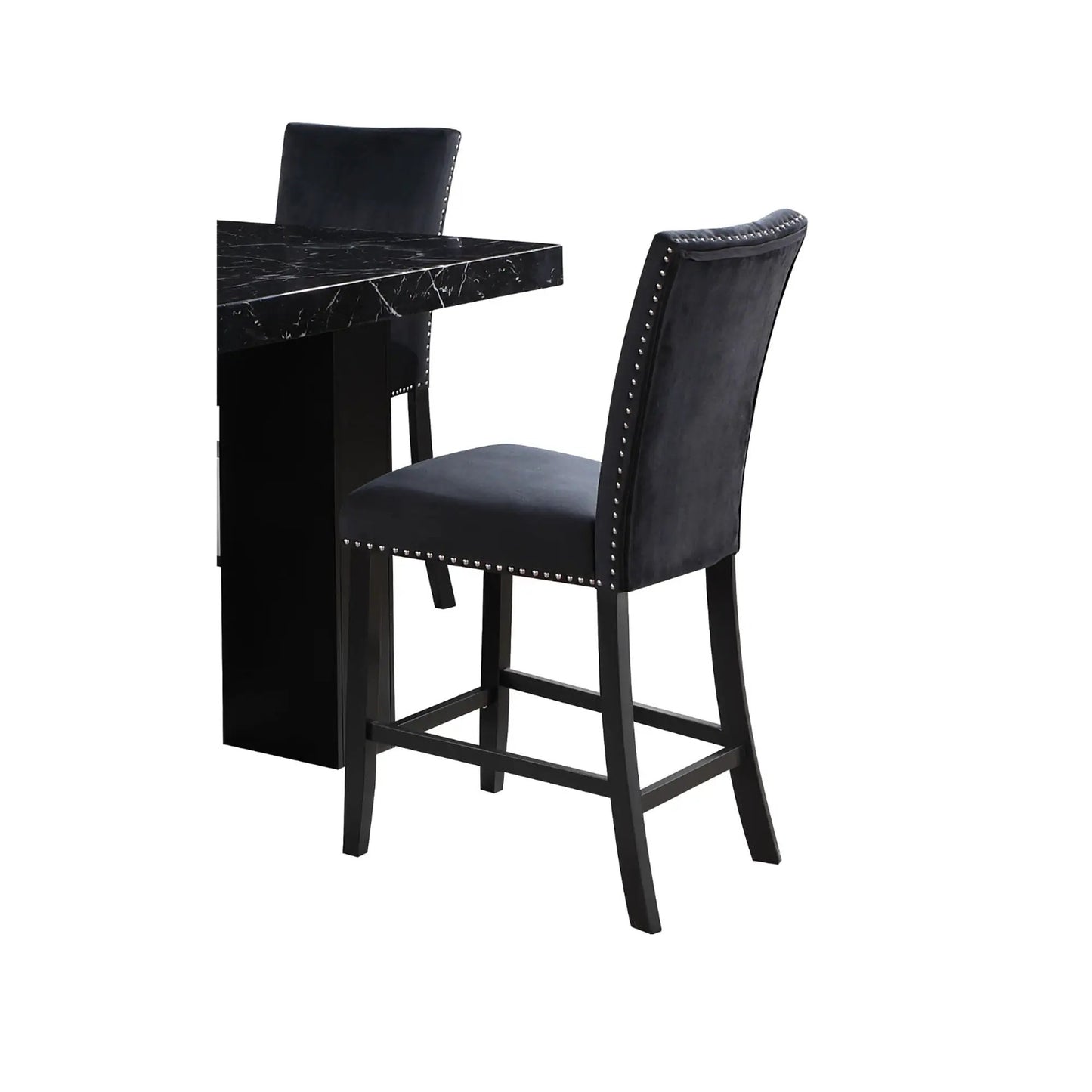 Mikha Bar Stools Set of Two in Black Velvet