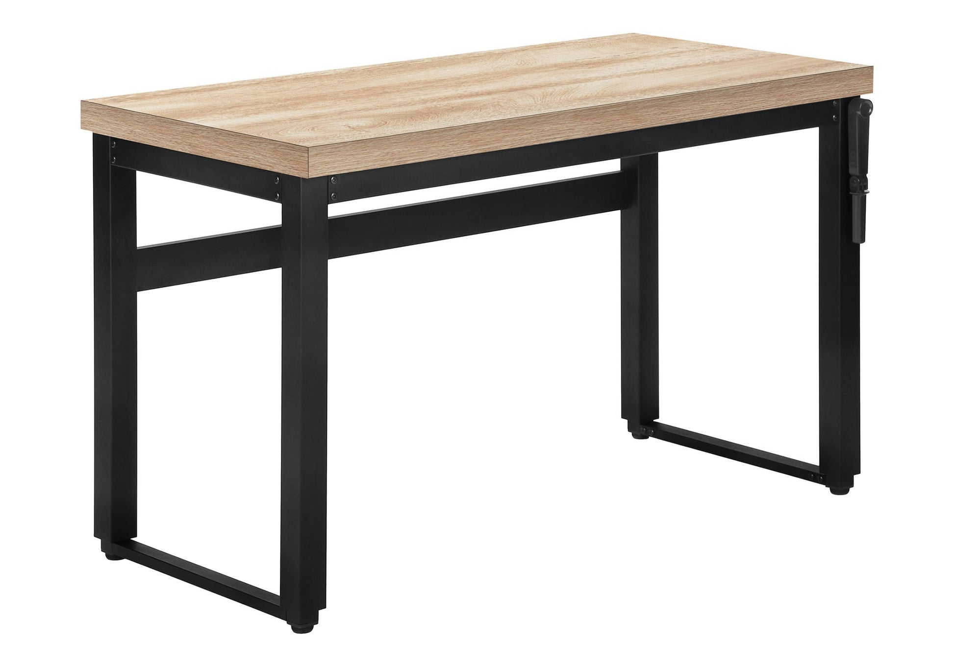 Adjustable standing computer desk by HouseOfZazla with light oak top and black metal frame on Tampa Home & Garden Store