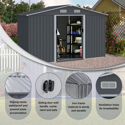 Large Metal Storage Shed and Heavy Sliding Doors