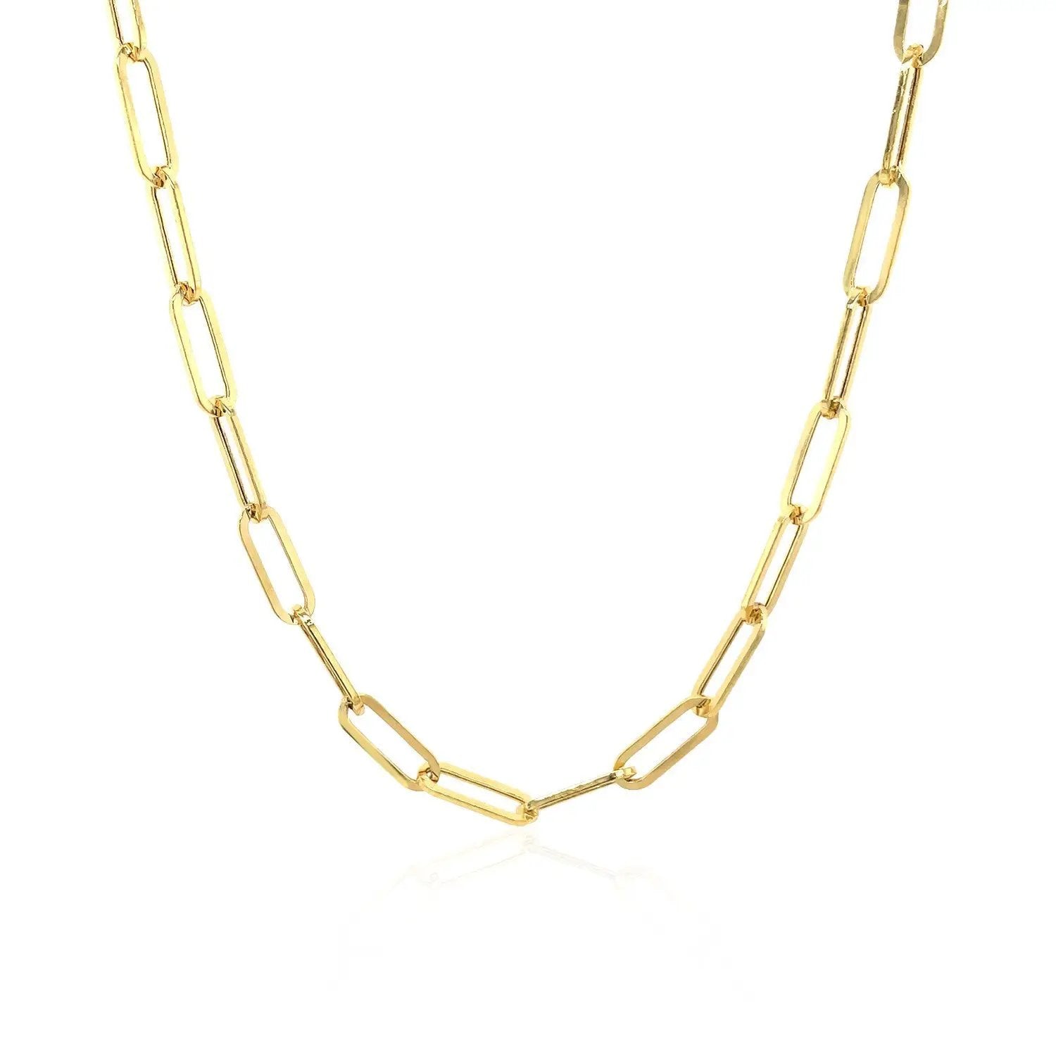 14K yellow gold wide paperclip chain necklace, 3.3mm links, by Bids.com on Tampa Home & Garden Store