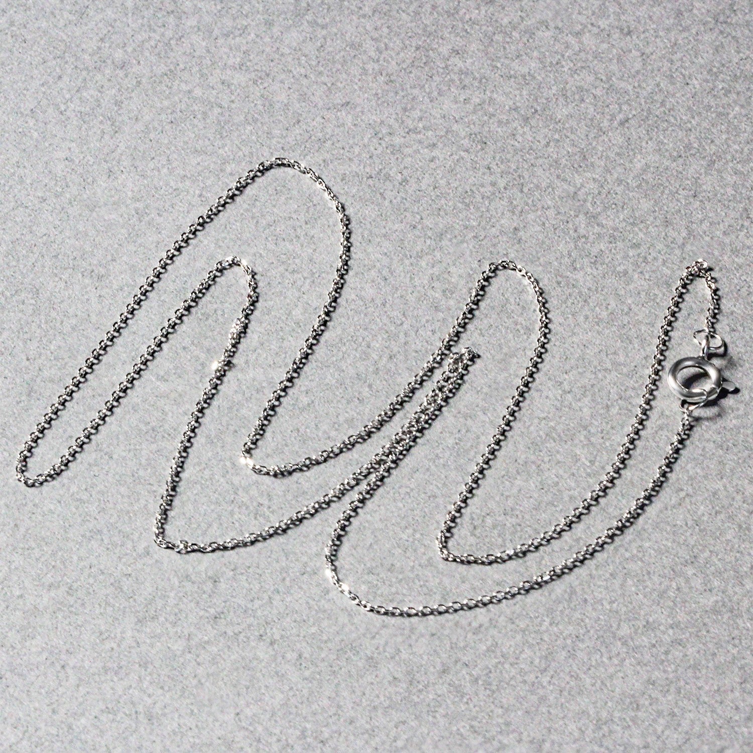 14k white gold diamond-cut cable link chain necklace 0.7mm with clasp on Tampa Home & Garden Store