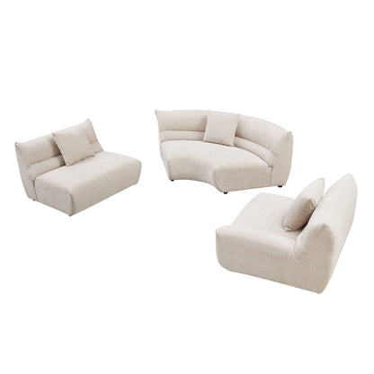 Modular Curved Sectional Sofa and Three Pieces