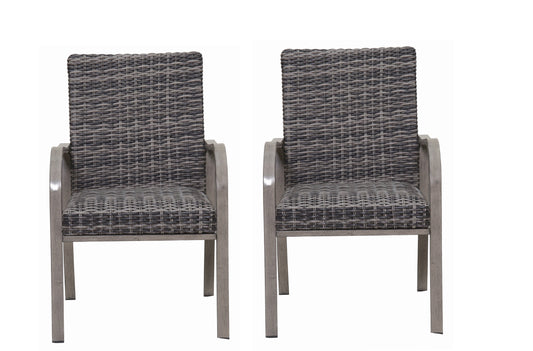 2PC outdoor dining chairs by HouseOfZazla with hand-painted frames and water-washed cotton seats on Tampa Home & Garden Store