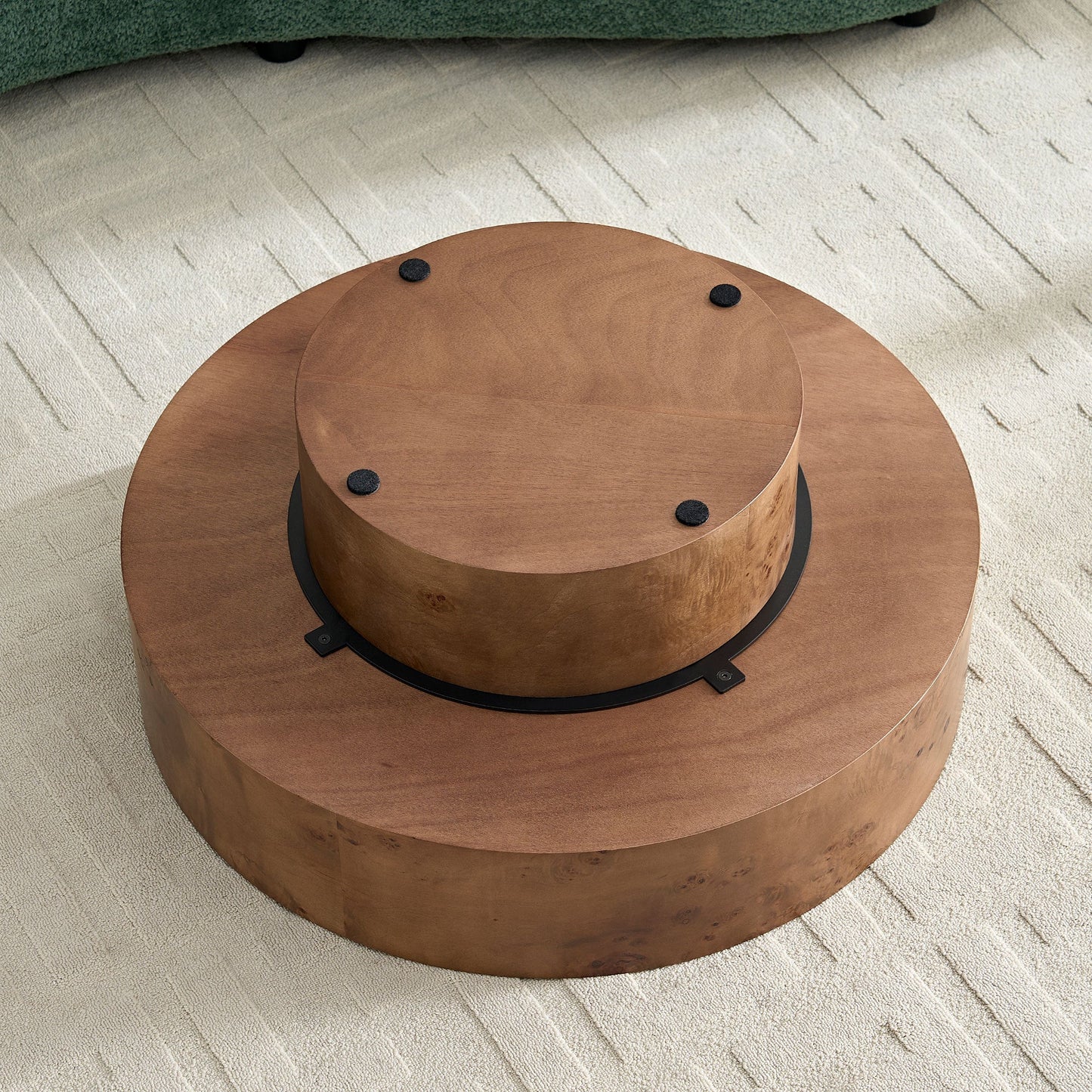 Burl wood veneer round coffee tables nesting set of 2 by HouseOfZazla on Tampa Home & Garden Store