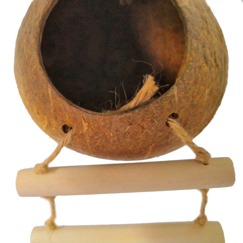 Natural coconut shell bird nest with wooden swing bars and rope by Sell My Stuff on Tampa Home & Garden Store